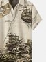 Men's Vintage Map Navigation Ship Casual Printed Shirts & Tops