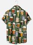 Men's Oktoberfest Beach Party Beer Print Casual Short Sleeve Hawaiian Shirts