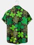 Mens St Patrick's Day Shamrock Print Casual Breathable Short Sleeve Hawaiian Shirts
