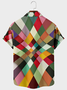 Mens Shirt Casual Button Up Short Sleeve Multicolor Cotton-Blend Printed Shirts