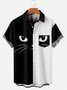Simple Black And White Stitching Cat's Eye Print Pattern Funny Shirt
