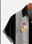 Men's Striped Stitching Creative Design Shirt With Pockets