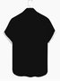 Black Basic Series Cotton-Blend Geometric Shirts & Tops