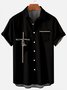 Black Geometric Basic Series Printed Cotton-Blend Shirts & Tops
