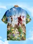 Mens Easter Jesus Print Casual Breathable Short Sleeve Hawaiian Shirt