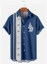 Men's Vintage Bowling Shirt Palm Tree Hibiscus Print Short Sleeve Shirt
