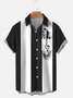 Men's Classic Note Print Casual Breathable Short Sleeve Bowling Shirt