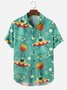 Men's Seersucker Fabric Wrinkle Resistant Shirt UFO Cat Art Print Short Sleeve Shirt