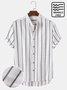 Men's Wrinkle Free Seersucker White Casual Striped Stand Collar Shirt Plus Size Cotton Blend Top