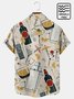 Men's Khaki Vintage Casual Shirts Geometric Seersucker Plus Size Wrinkle Free Tops