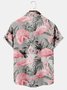 Men's Casual Resort Flamingo Print Short Sleeve Shirt