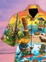 Men's Holiday Tiki Print Funny Short Sleeve Hawaiian Shirt