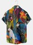 Mens Tropical Toco Toucan Parrots Print Casual Short Sleeve Hawaiian Shirts
