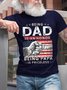 Men's American Flag Being Dad Is An Honor Being Papa Casual Crew Neck Short Sleeve T-Shirt