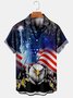 Men's Independence Day Flag Print Casual Breathable Short Sleeve Shirt