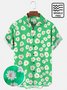 Men's Green Beach Casual Hawaiian Shirts Wrinkle Free Seersucker Daisy Plus Size Tops