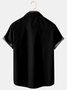 Mens Vintage Bowling Black Cotton-Blend Short Sleeve Shirts