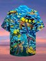 Men's Ocean Creatures Turtle And Fish Print Short Sleeve Hawaiian Shirt