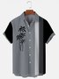 Royaura Men's Vintage Casual Breathable Shirts Plus Size Palm Tree Print Short Sleeve Shirts