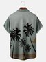Men's Leaf Print Moisture Wicking Fabric Fashion Hawaiian Lapel Short Sleeve Shirts