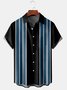 Mens Black Blue Vintage Series Cotton-Blend Short Sleeve Shirts