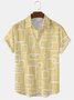Men's Creative Geometric Lapel Print Short Sleeve Shirt