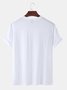 Round neck basic solid color cotton blend T-shirt