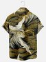 Men's Japanese Crane Bird Print Short Sleeve Hawaiian Shirt