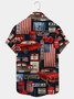 Men's Vintage Aloha Shirts American Flag Old Car Route 66 Wrinkle Free Plus Size Tops
