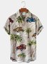 Men's Holiday Casual Aloha Shirts Retro Car Beach Palm Tree Anti-Wrinkle Tropical Shirts