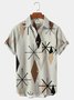 Men's Vintage Casual Shirts Geometric Art Diamond Check Seersucker Plus Size Tops