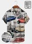 Men's Vintage Casual Shirts Palms Old Ford Car Wrinkle Free Plus Size Tops