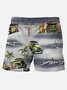 Men's Holiday Hawaiian Beach Shorts Palm Tree Car  Wrinkle Free Quick Dry Pants