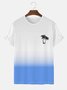 Men's Holiday Casual T-Shirt Coconut Beach Vacation Gradient Plus Size Top
