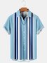 Men's Blue Stripes Vintage Breathable Cotton-Blend Shirts