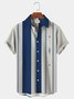 Men's Vintage Casual Striped Shirts Geometric Art Wrinkle Free Plus Size Aloha Shirts