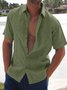 Men's Cotton Linen Short Sleeve Multi Color Basic Comfortable Loose Shirt