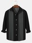 Men's Casual Contrast Print Long Sleeve Bowling Shirt