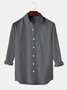Mens Solid Color Casual Long Sleeve Shirts With Pocket