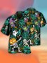 Men's Halloween Dabbing Skeleton Zombie Style Print Hawaiian Shirt