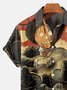 Men's Halloween Pumpkin And Skull Band Print Short Sleeve Shirt