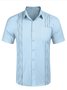 Men's Short Sleeve Nature  Fiber Pocket Guayabera Shirts