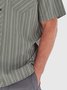 Men's Casual Simple Striped Print Cotton And Linen Guayabera Shirts