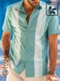Men's Casual Simple Contrast Stripe Print Short Sleeve Bowling Shirt