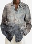 Cotton Linen Holiday Casual Long Sleeve Shirts Wall Distressed Texture Wrinkle Free Plus Size Tops