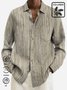 Cotton Linen Long Sleeve Casual Shirts Retro Striped Large Size Breathable Tops