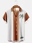 Men's 1950s Vintage Bowling Shirts Palm Tree Khaki Wrinkle Free Seersucker Tops