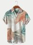 Men's Colorful Leaf Print Seersucker Wrinkle Free Short Sleeve Shirt