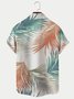 Men's Colorful Leaf Print Seersucker Wrinkle Free Short Sleeve Shirt