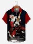 Men's Santa Playing Guitar Print Short Sleeve Hawaiian Shirt